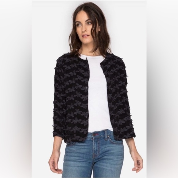 Johnny Was Jackets & Blazers - Johnny Was - Black Floral Applique Coco Jacket Sz XL